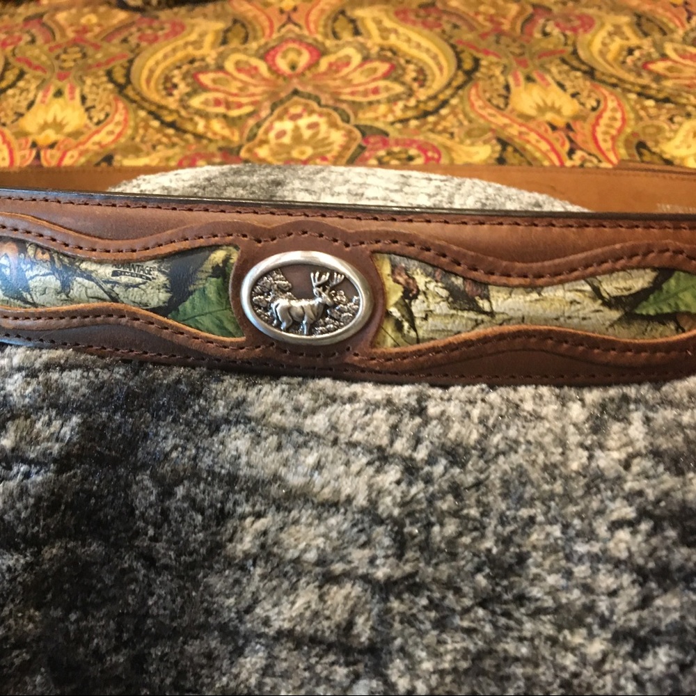 Ranger Mens Leather/Camo/ Deer Motif  Brown Belt Size 40